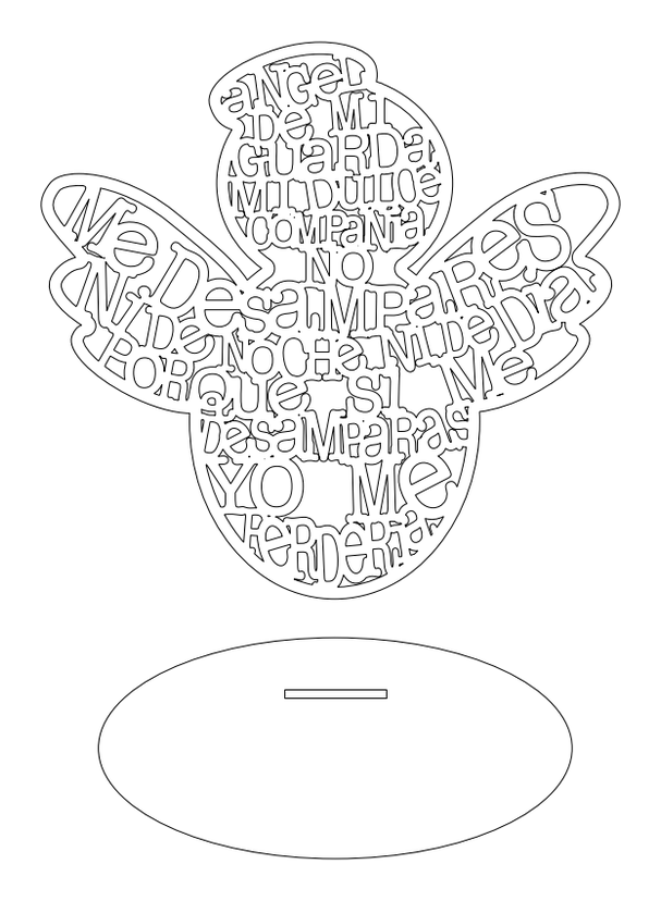 Angel oracion 20cm con base – archivo DXF para corte láser y CNC