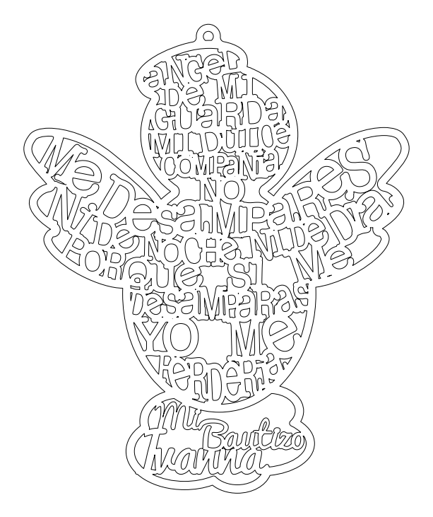 Angel oracion personalizado calado 18cm – archivo DXF para corte láser y CNC