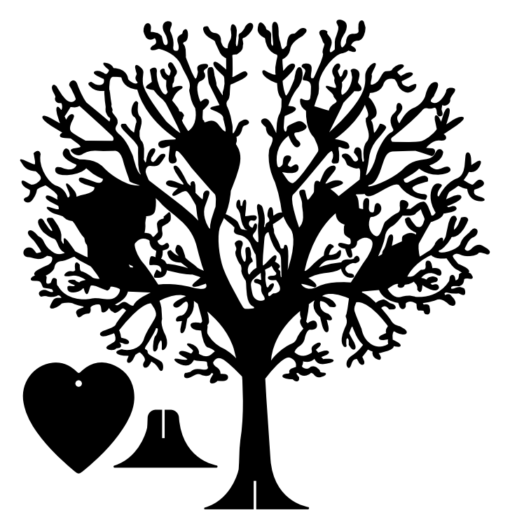 Arbol con corazones – archivo DXF para corte láser y CNC