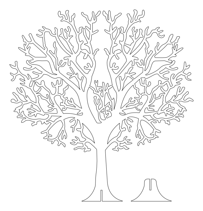 Arbol seco 40cm – archivo DXF para corte láser y CNC