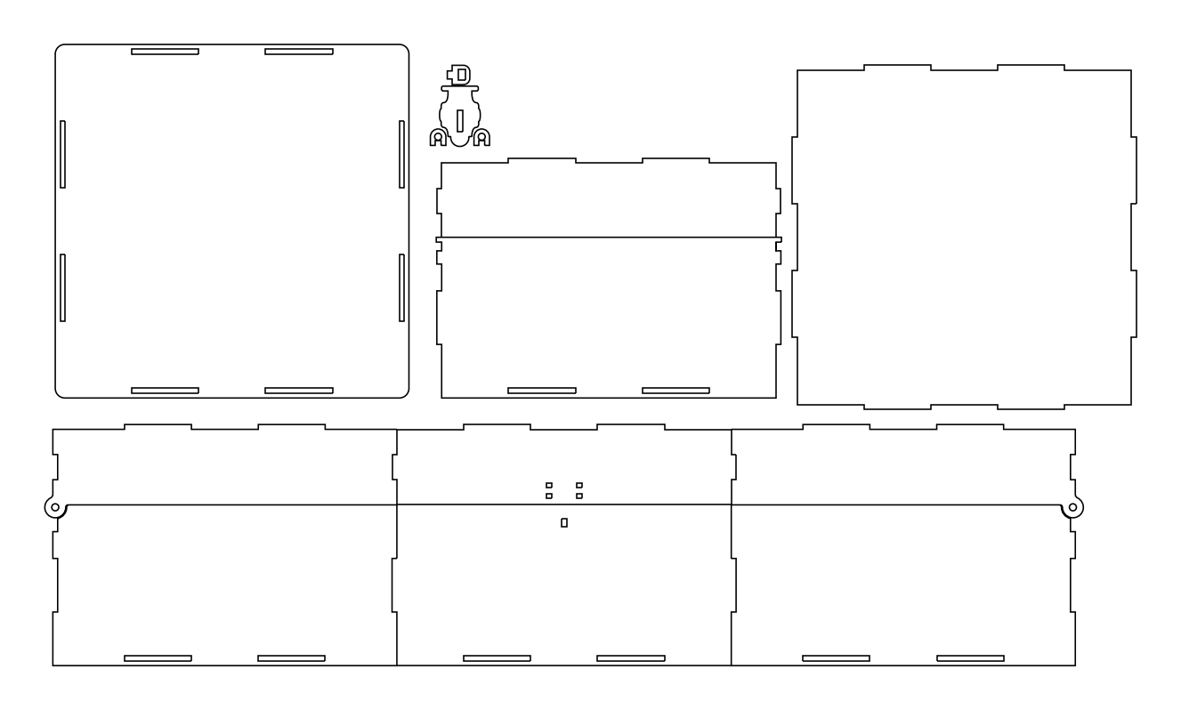 caja 22x22x15 con herraje – archivo DXF para corte láser y CNC