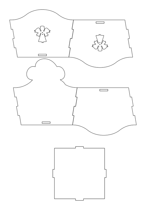 Caja inclinada angel ondas – archivo DXF para corte láser y CNC