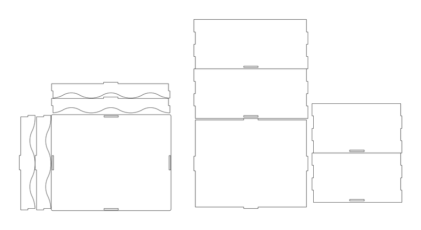 Caja tapa ondas 25x20x10cm – archivo DXF para corte láser y CNC