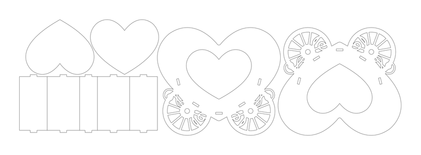 Carruaje corazon chico dulceria – archivo DXF para corte láser y CNC