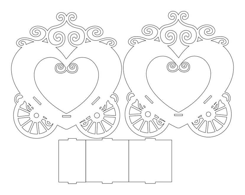Carruaje corazon chico – archivo DXF para corte láser y CNC