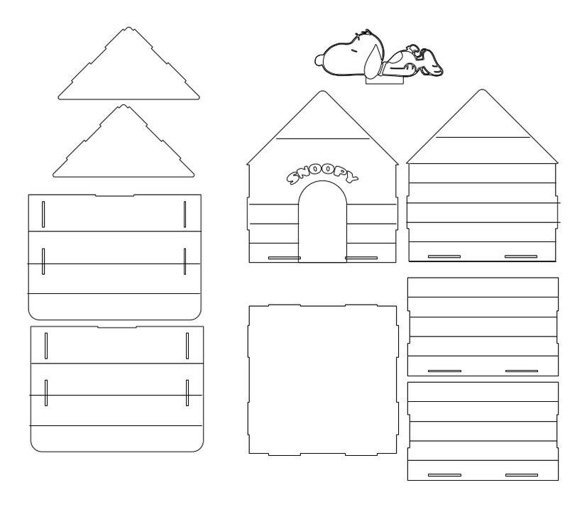 Casa Snoopy 23x23 – archivo DXF para corte láser y CNC