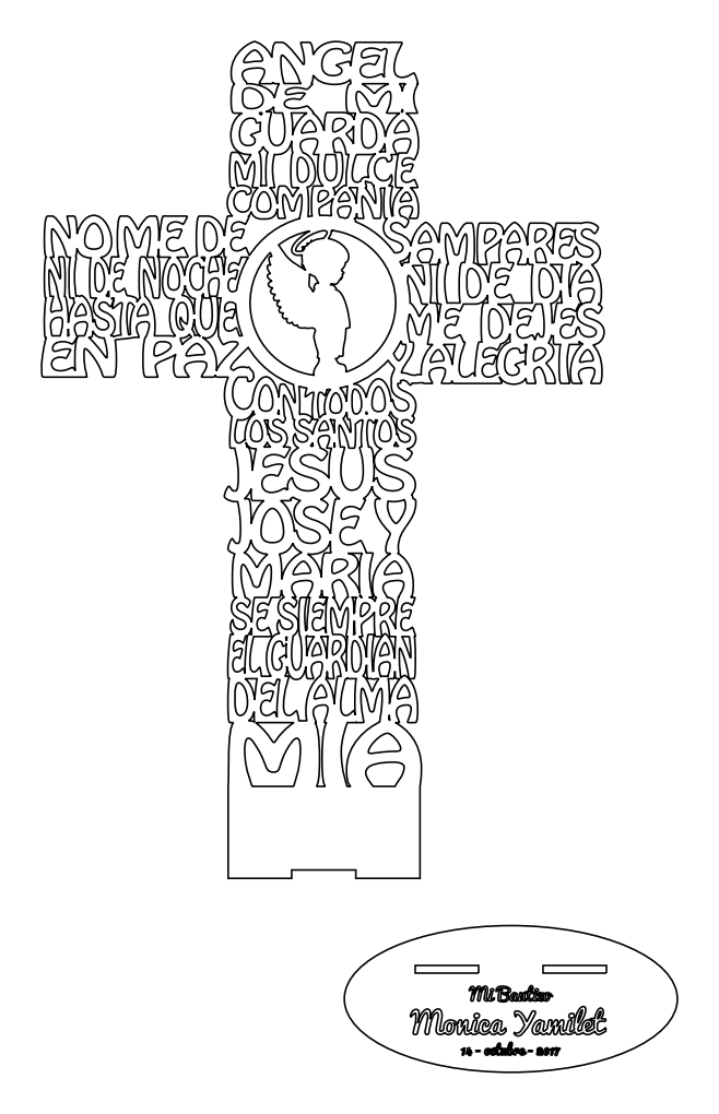 cruz angel Niño 30cm – archivo DXF para corte láser y CNC