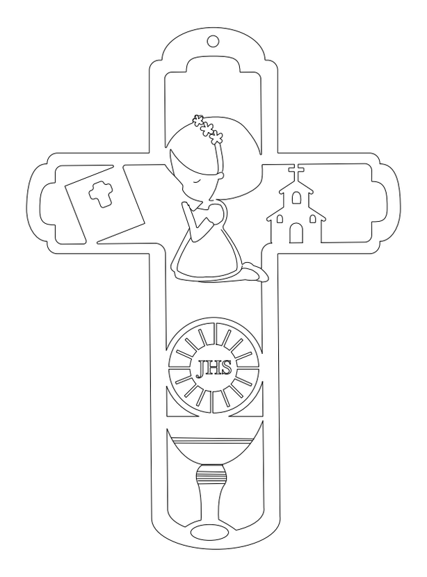 Cruz colgante niña – archivo DXF para corte láser y CNC