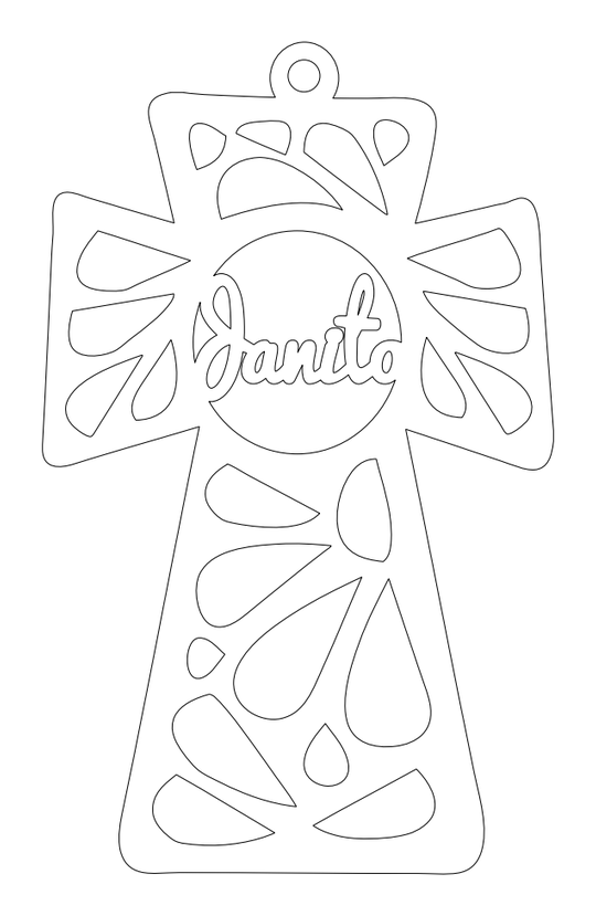 Cruz llavero janito – archivo DXF para corte láser y CNC
