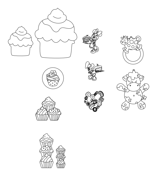 Figuras planas cupcakes – archivo DXF para corte láser y CNC