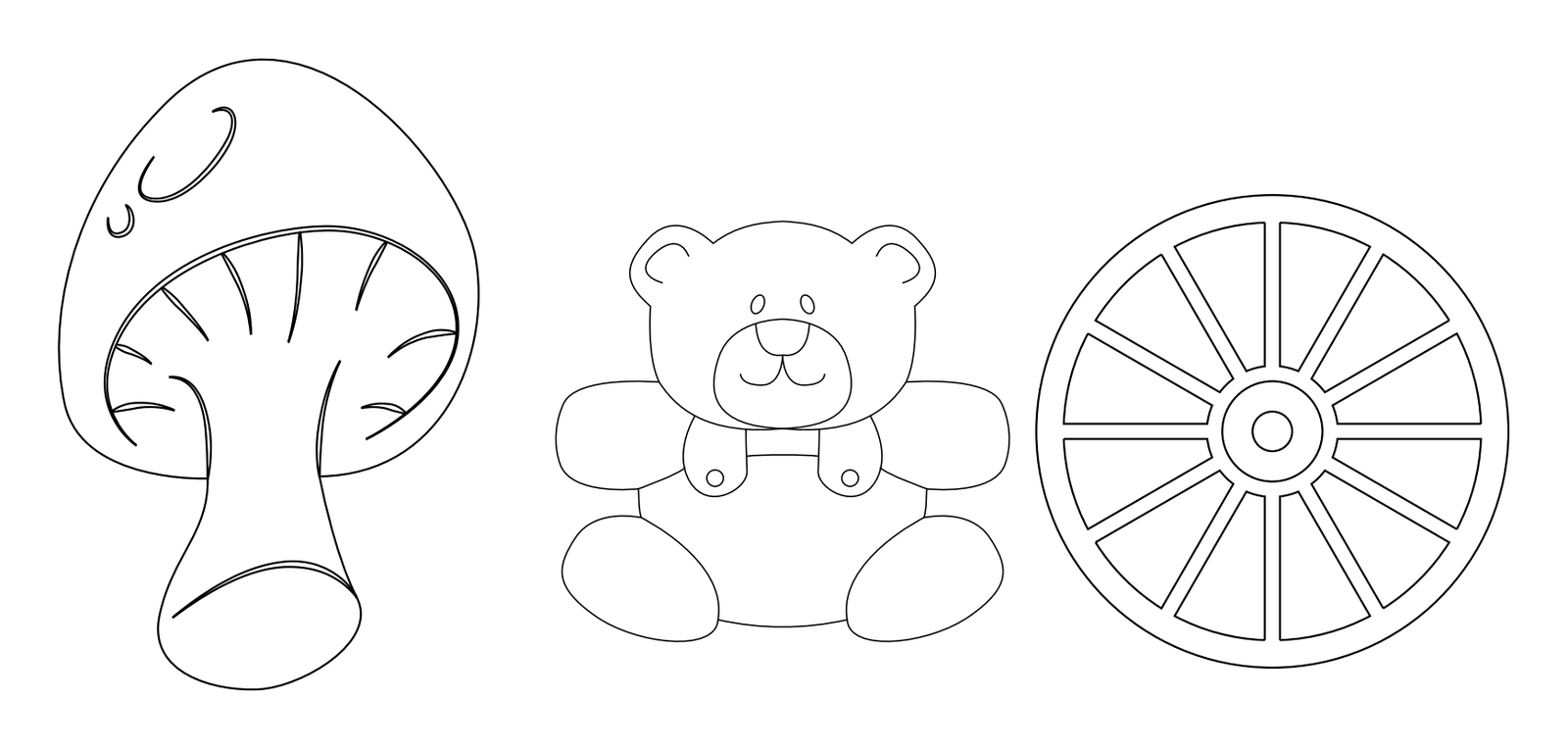hongo rueda carreta y oso – archivo DXF para corte láser y CNC