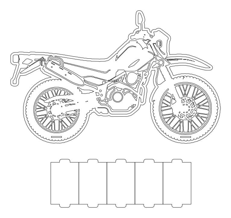 Moto 1m carton 6mm – archivo DXF para corte láser y CNC